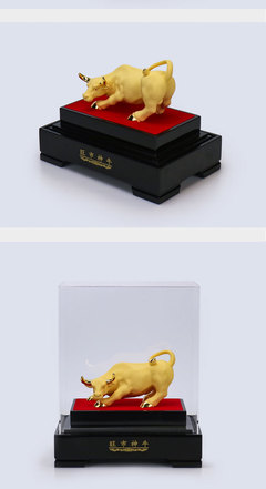 绒沙金摆件 黄金商务礼品，定制金牛，点亮年会庆典